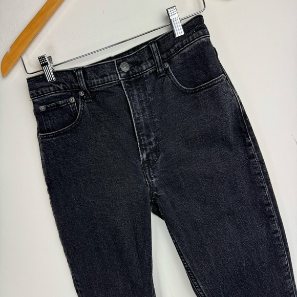 Abercrombie & Fitch Split Hem Jeans Sz 25 Black Denim Skinny High Rise - Picture 6 of 16